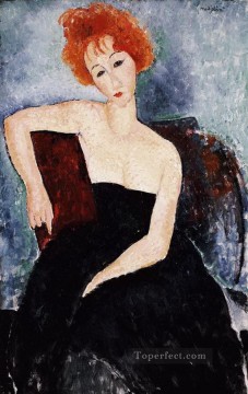  evening - red headed girl in evening dress 1918 Amedeo Modigliani